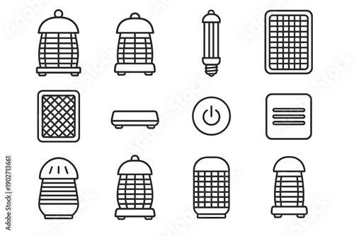 Icon compact appliance functional feet switch look power electric vector bulb zapper