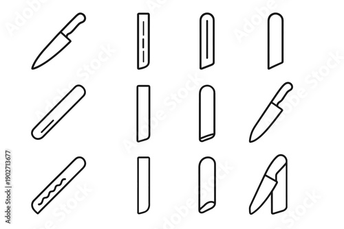 Knife blade icon silhouette kitchen profile magnetic guard vector protective elongated internal