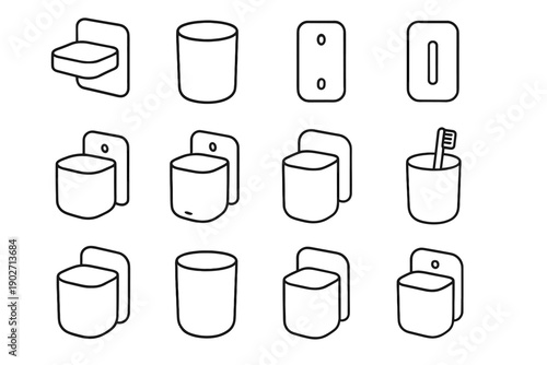 Smooth backing wall brush cup vector hygiene plastic mounted icon base