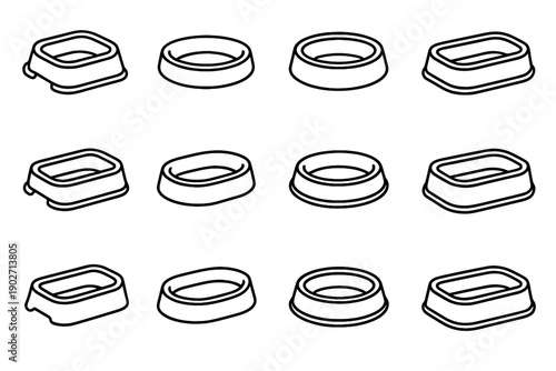 Edge vector modern shallow tray material food body product pet icon