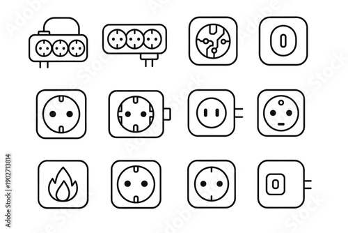 Indicator plug design smart mount flush geometry icon multiple accessory material vector