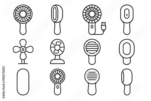 Portable intake casing safety handheld style usb icon vector fan mini cooling