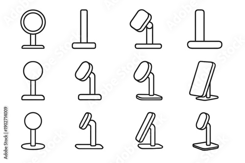 Workspace magnetic phone stand angled icon hinge vector pillar rest minimal vertical