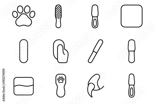 Placement ergonomic clean animal outline pet file maintenance corners icon handle vector