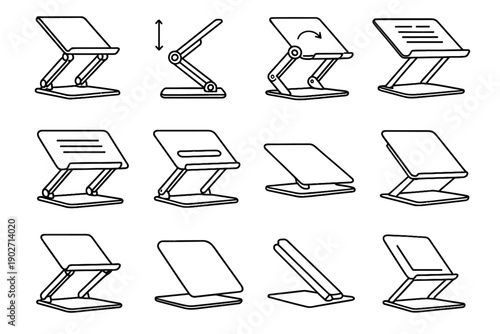 Build precise riser form contact laptop icon vector lightweight adjustable locking construction