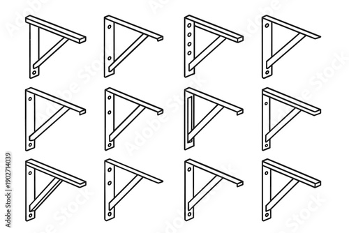 Modern plate industrial thickened wall icons mounting bracket support icon vector shelf