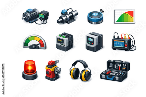 Motor vector beacon factor drive safety energy light icon monitor temperature monitoring