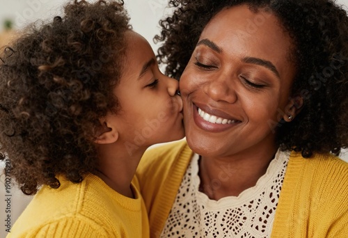 Heartwarming Close-Up of Black Mother and Daughter Sharing a Loving Moment Indoors