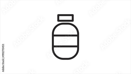 Simple black line drawing of a bottle icon on white background.