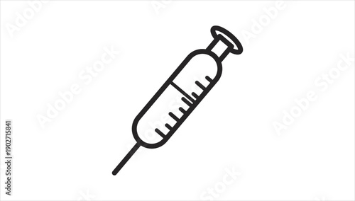 Simple black line drawing of a syringe on white background.