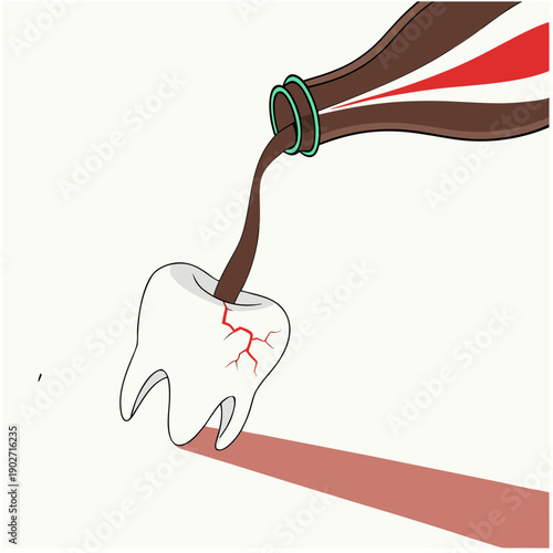 Soda Pouring onto Molar Causing Tooth Decay - Dental Health Warning