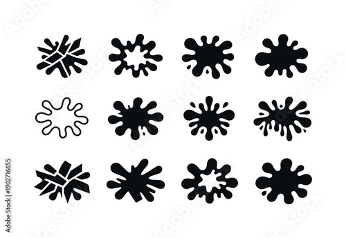 Dirty. Icon set. Set Logo of Dirty: splash of grime. harmonious logo variations of the same emblematic concept, each with different artistic