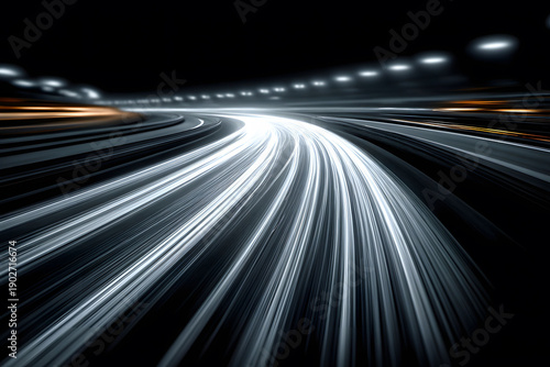 Dynamic Light Trails in Motion Abstract Urban Night Time-lapse for Tech Design