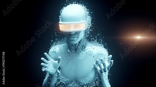 virtual reality, abstract futuristic ai technology background, future ai design digital visualization, futuristic artificial intelligence tech concept