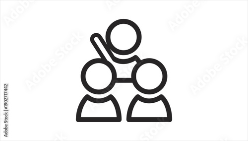 Simple line icon representing teamwork and collaboration.