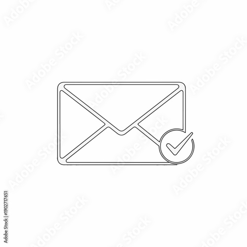 Email Icon with Checkmark Symbol in Minimalist Style