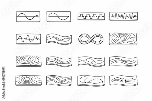 Icon vector flow contour path shapes plate slab sine static strip pulse