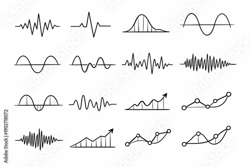 Signal icon generation data vector oscillation simple image vibration line audio sine
