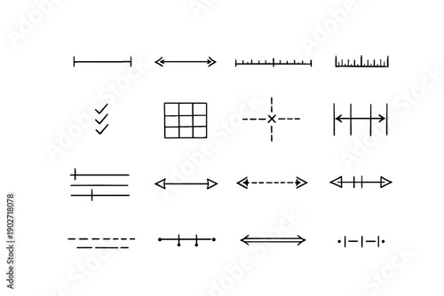 Measurement snap line image indicator simple grid divider alignment generation vector marker