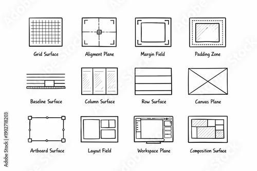 Plane zone margin grid icon surface composition vector generation simple image canvas
