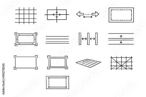 Geometric zone border composition grid vector marker artboard frame icon baseline