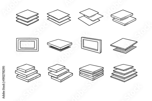 Depth stack icon layers generation surface inset simple raised image vector planes