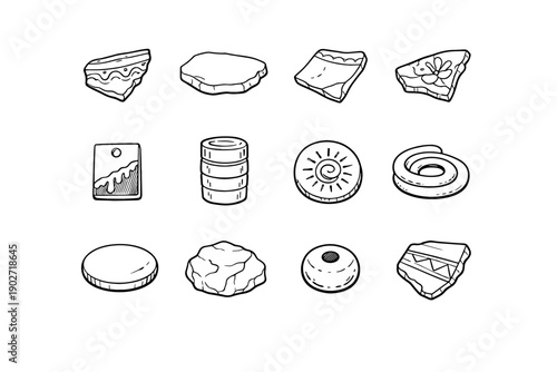 Icon piece generation ceramic image test vector lump slab fragment raw simple
