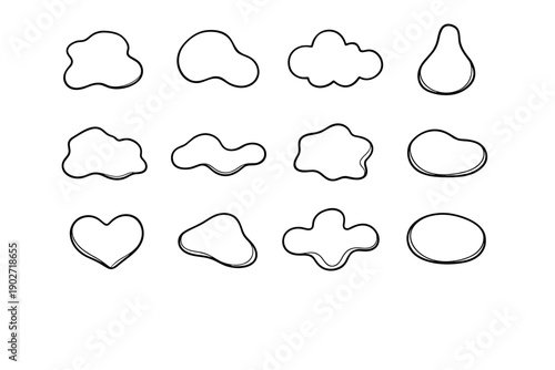 Vector rounded generation icon uneven raw organic smooth shape silhouette simple contour