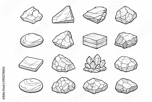 Raw sandstone simple polished slate marble icon fragment crystal image chip vector