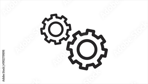 Simple black and white gear icons, symbolizing machinery and mechanical parts.