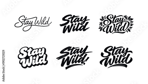 Offline mode on. Set lettering. harmonious lettering variations of the same emblematic concept, each with different artistic interpretation