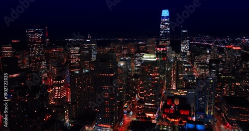 Wallpaper Mural Footage along the high-rises in the dazzling downtown at night. Gorgeous midtown San Francisco, California, USA with luminous streets. Torontodigital.ca