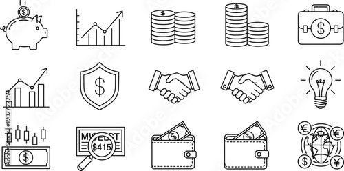 Business finance and investment icons set