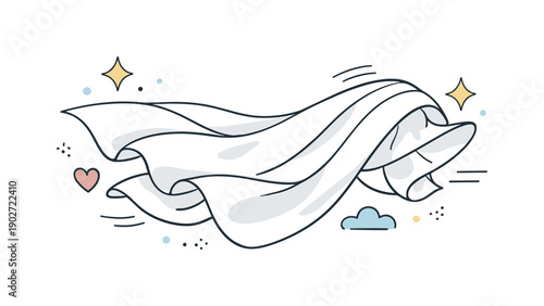 Light scarf fabric. Airy scarf fabric gently flowing, soft folds creating a sense of lightness and movement. Calm, elegant mood with focus on