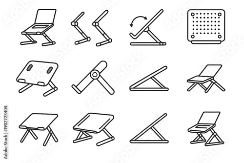 Build structured industrial support hinge cooling angles icon aid vector laptop riser