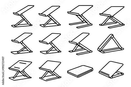 Design adjustable notches laptop stand desk vector portable edge riser icon layout