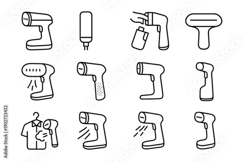 Icons vector vents design steam handle cordless handheld garment steamer water icon