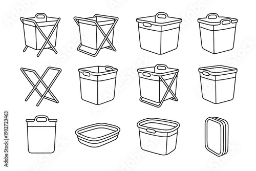 Design icon outline simple functional handles foldable icons essential soft vector basket