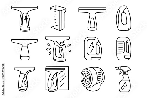 Glass nozzle intake cordless tool vector icon vacuum detachable battery squeegee casing