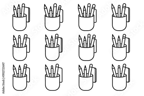 Form top container mounted icon pen functional wall material clean vector wooden