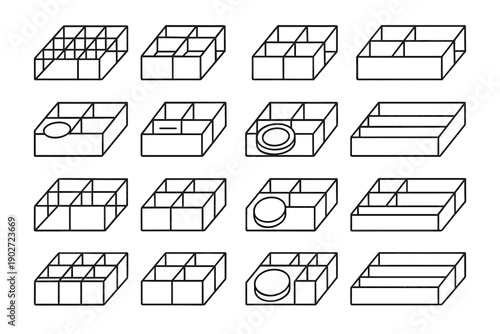 Makeup pan holder depth case organizer icon vector cosmetics slot slim modern