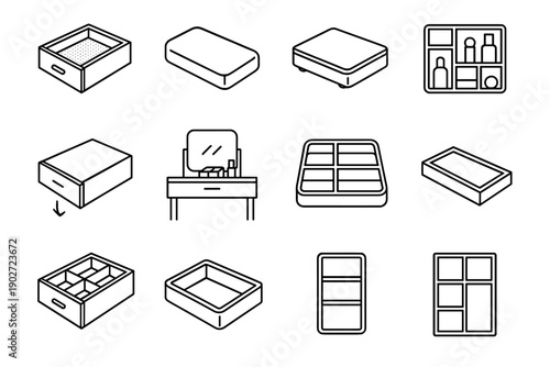 Icon look vanity vector functional drawer icons structural base interior storage organizer
