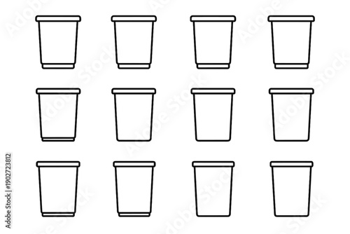 Geometry clean rim flat vector trash office modern precise icon desk under