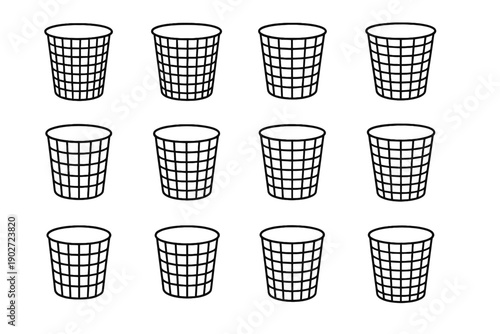 Compact look container desk vector under circular trash modern functional wire icon