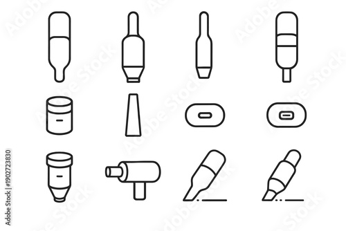 Cordless mini outline cup port cleaner vacuum vector slim accessory icon