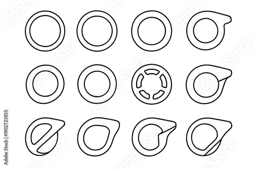 Clean icon chain aesthetic geometry minimalist disc bike center form precise vector