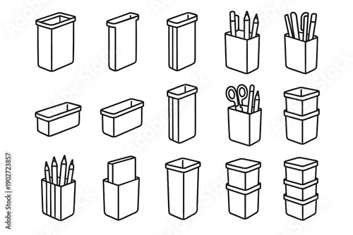 Icons vector organizer outline container ribbed design silhouette functional geometry side icon