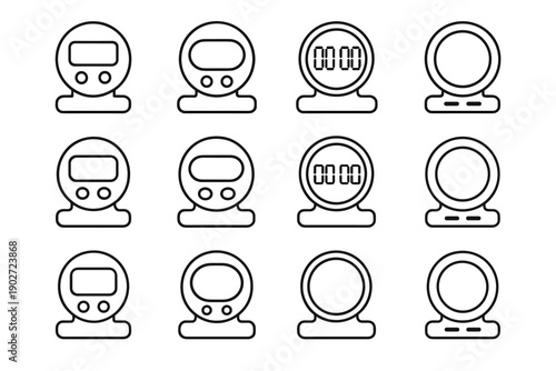 Clean icon minimalist base icons vector functional digital kitchen tracker face timer