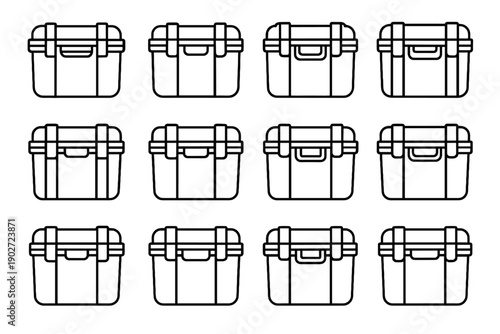 Rigid icons gear icon form storage edge portable precise protective vector silhouette