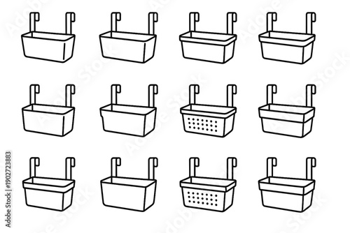 Icon door organizer vector universal form clean storage tray accessory hanging organization